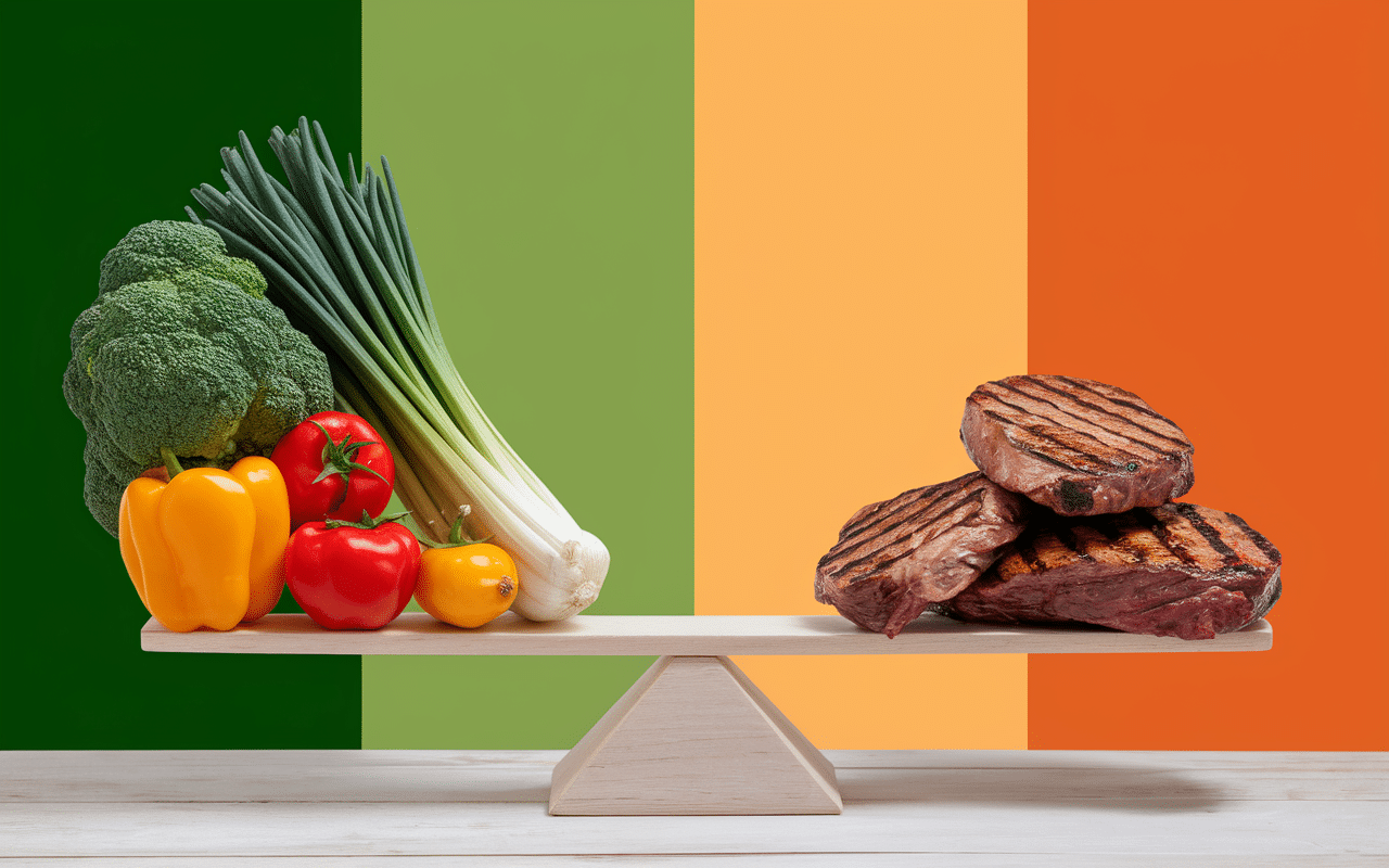 balance légumes frais viandes grillées salade barbecue