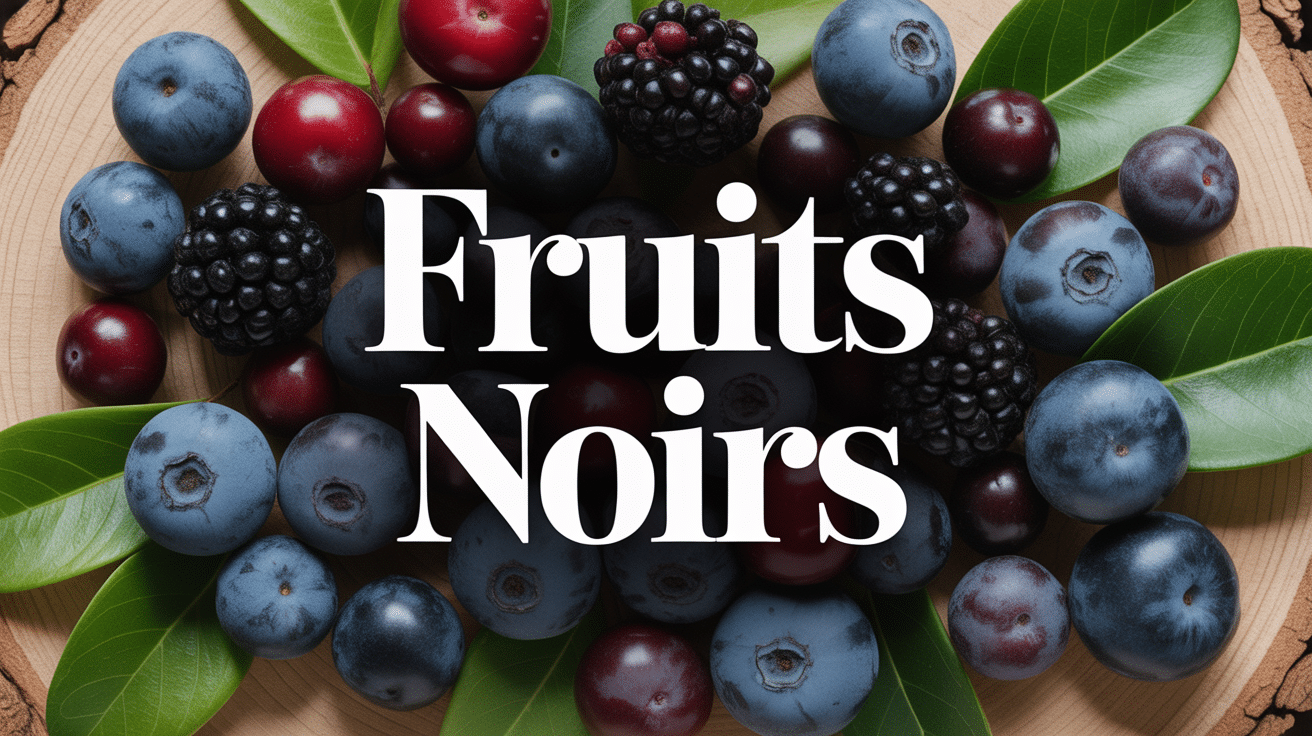 Guide complet des fruits noirs : variétés, bienfaits et utilisations Variété de fruits noirs sur bois