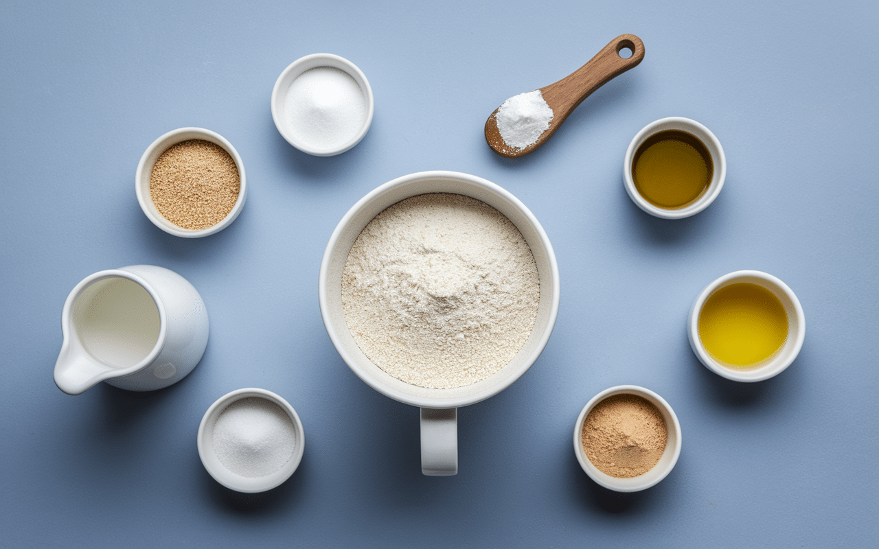 Mug cake sans œuf : la recette express en 2 minutes au micro-ondes Ingrédients pour mugcake sans œuf vus du dessus