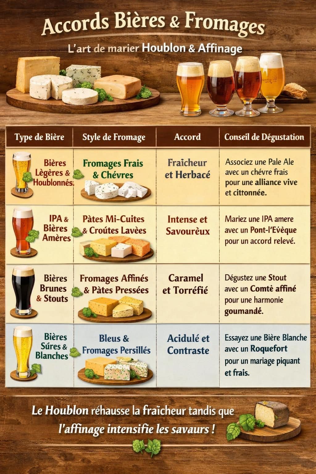 Accords Bières et Fromages : Oubliez le vin, passez au houblon ! (Sujet très tendance). découvrez l'art des accords bières et fromages : oubliez le vin traditionnel et laissez-vous surprendre par les saveurs uniques du houblon. une tendance gourmande à ne pas manquer !