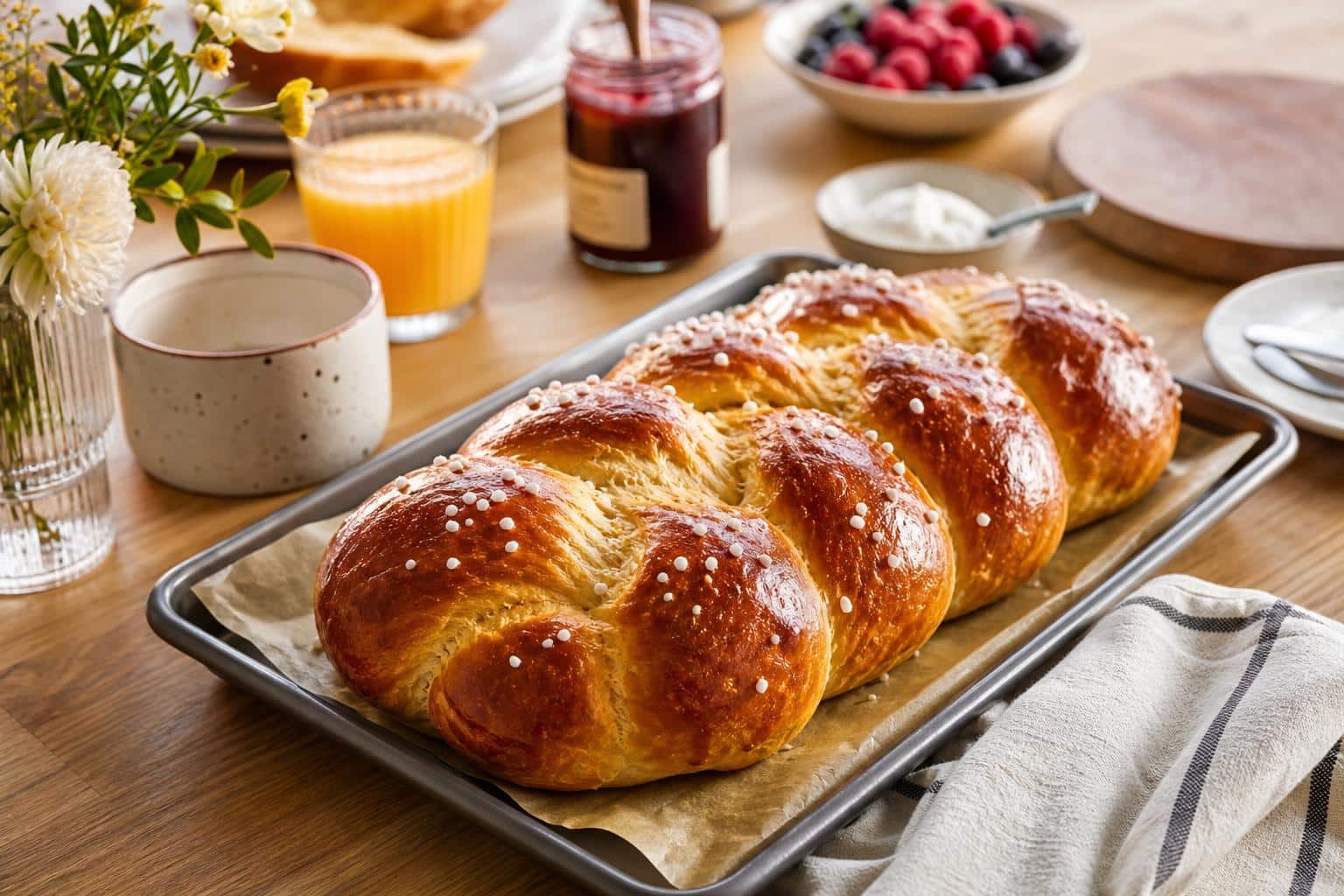 Brioche tressee: pour le brunch dimanche découvrez notre recette facile de brioche tressée, parfaite pour un brunch gourmand du dimanche. moelleuse et savoureuse, elle ravira toute la famille.