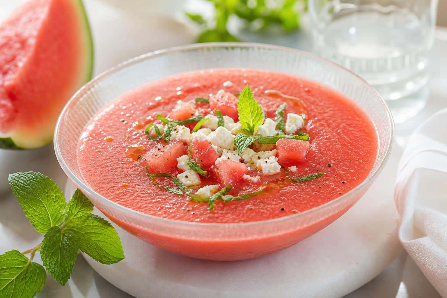 Gazpacho de pasteque: variante moderne découvrez notre recette moderne de gazpacho de pastèque, une variante rafraîchissante et originale parfaite pour l'été.
