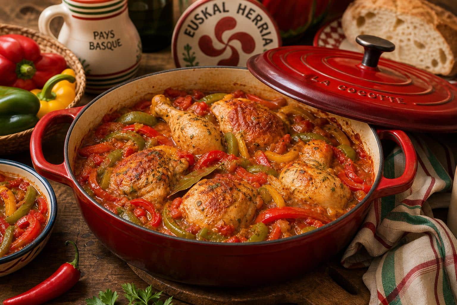 Poulet basquaise: la recette du Pays Basque découvrez la recette traditionnelle du poulet basquaise, un plat savoureux du pays basque alliant poivrons, tomates et épices pour un repas authentique et gourmand.