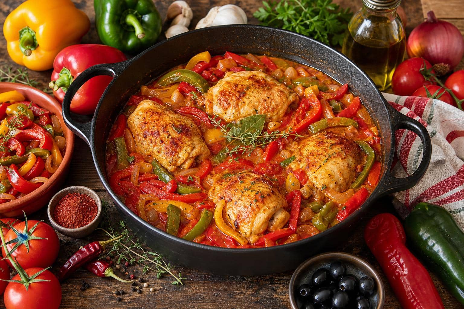 Poulet basquaise: la recette du Pays Basque découvrez la recette authentique du poulet basquaise, un plat traditionnel du pays basque alliant saveurs méditerranéennes et ingrédients frais pour un repas savoureux et convivial.