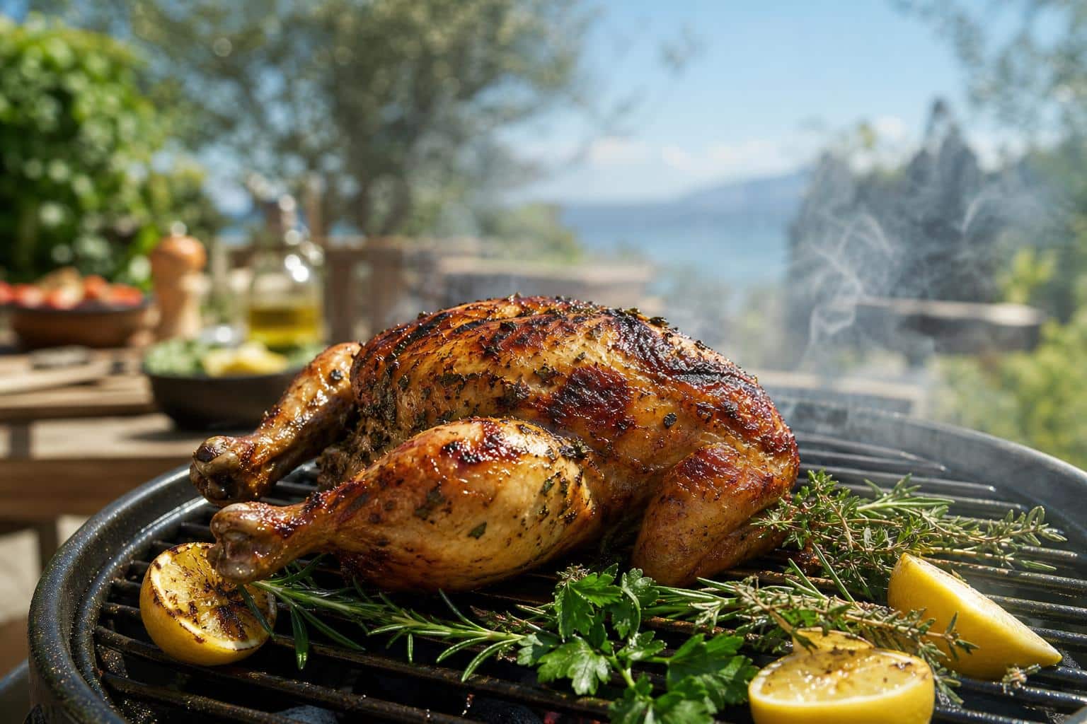 Poulet grille citron-herbes: BBQ d'ete découvrez notre recette facile de poulet grillé au citron et aux herbes, parfaite pour un bbq d'été savoureux et rafraîchissant.