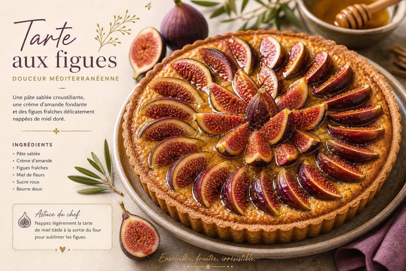 Tarte aux figues: la specialite mediterranee découvrez la tarte aux figues, une spécialité méditerranéenne savoureuse alliant douceur et fraîcheur pour éveiller vos papilles.